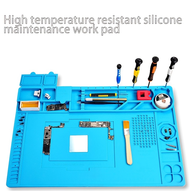 2pcs - silicone table mat workbench mat bench pad repair work table mat  laptop repair computer desk mat workstation laptop insulation work mat  silicone soldering mat 