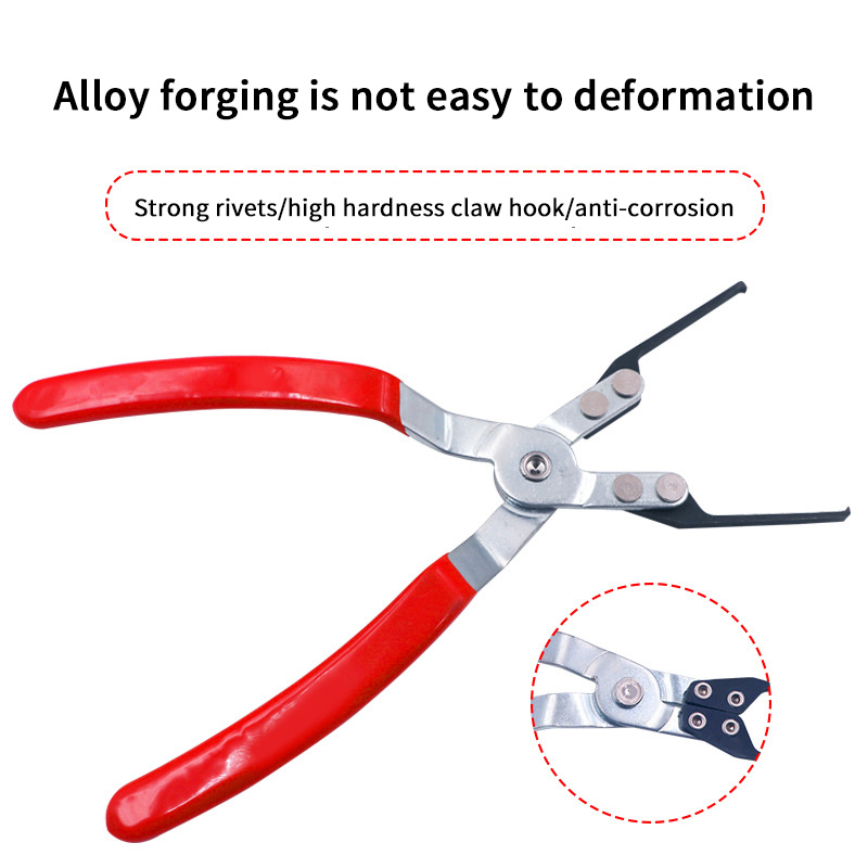 3Pcs Hose Clamp Pliers,Remover Kit with Long Reach Wire Spring Hose Clamp  Pliers for Automotive Coolant Radiator Heater and Water Hose with Band Flat