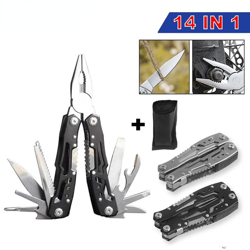 Mini Multitool Knife 12in1 Multi Tool Set Small Tools, Outdoor Hand Tools -  Best Pocket Knife Mini Pliers Screwdriver + Nylon Sheath, Stainless Steel, Great Gifts for Men Women
