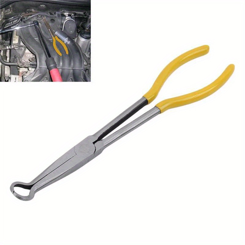 4pcs/set Long Needle Nose Pliers Set, 4 In 1 Bent Needle Nose Pliers 90  Degree, 11 Inch Spark Plug Wire Removal Tool