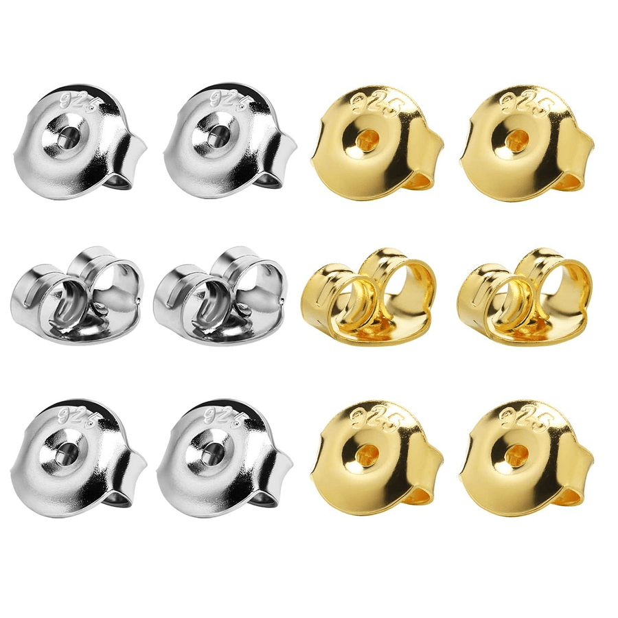 Mixed Metal Bullet Earring Backs - 12 Pack