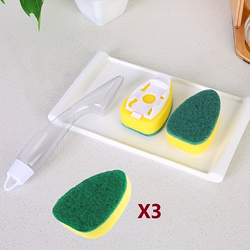 Dish Sponge with Handle & 2 Pack Dishwashing Sponge Refills Non Scratch,  Dish Wand,Sponge Handle,sponges Kitchen, Sponge Wand,Dish Cleaning Scrubber