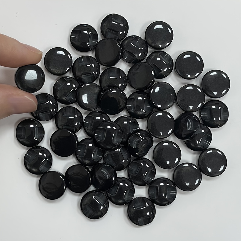 Black Matte Oval Plastic Faux Pearl Metal Buttons Clothing - Temu