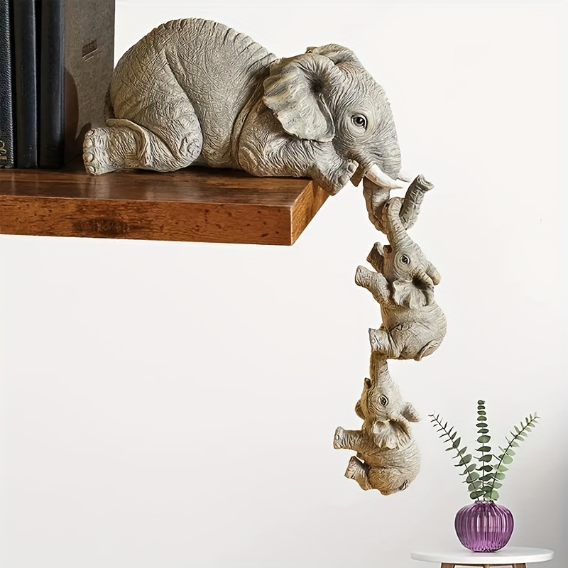 Par de estatuas de elefantes para decoración del hogar, decoraciones de  animales, figuras de la suerte coleccionables doradas con tronco arriba  Vhermosa Figuras Decorativas y Floreros