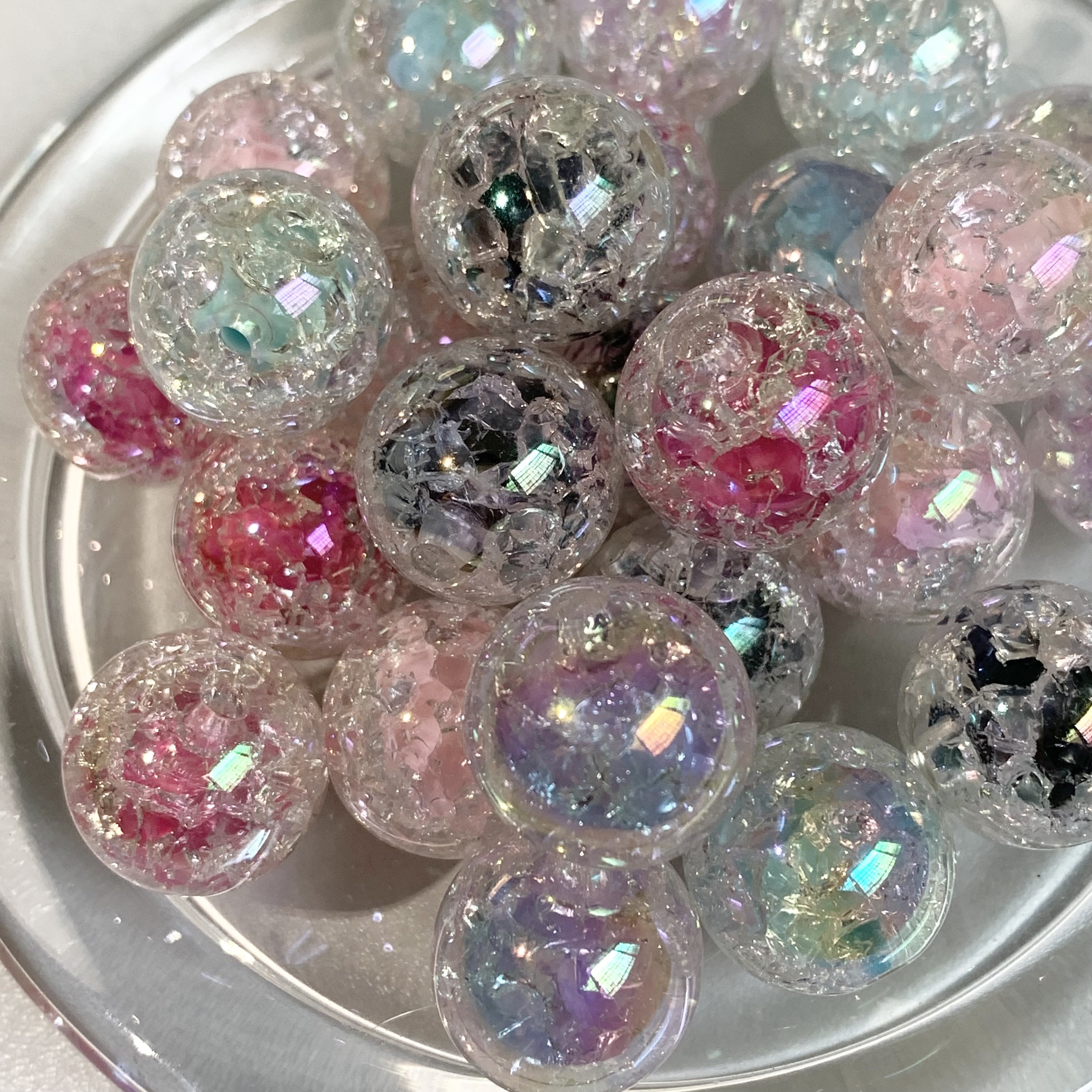 Craft DIY Mixed Colour Transparent Acrylic Various Flower Beads Center Hole  Bead