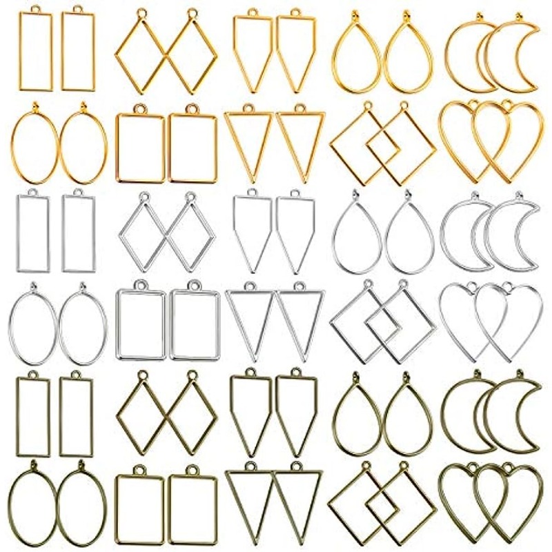  60Pcs K Gold Open Bezels for Resin Round Open Back