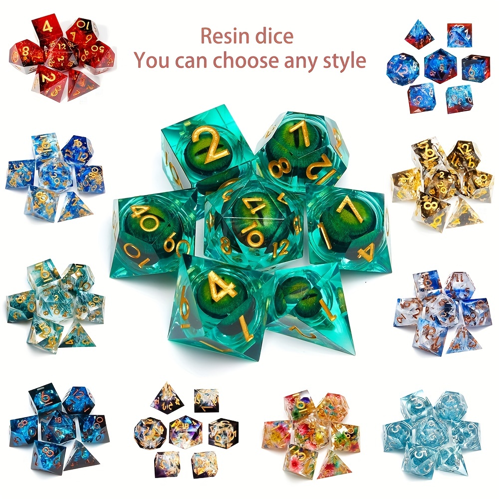 PJOY Resin Dice Molds, Food-Grade Silicone Molds for 7Pcs Sharp Edged Dice  Set, DND Resin Mold for DIY Dices Making, Ideal for Dice Lovers Gift(2