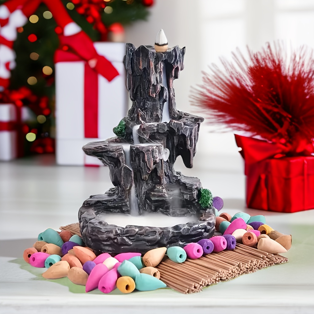 Castle Dragon Incense Waterfall Burner with Incense Stick Hole Zen