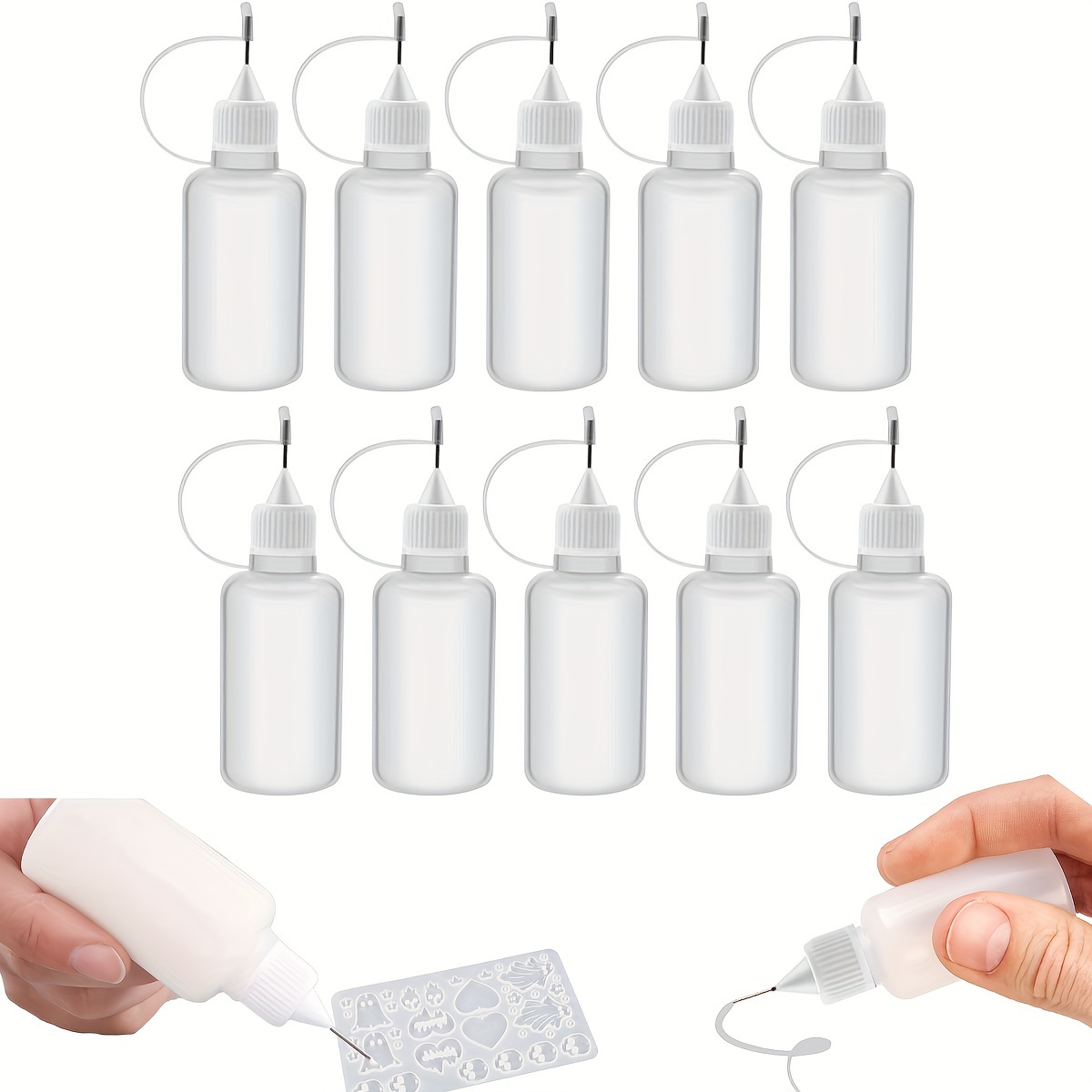 1pc Reuse White Plastic Bottle Squeeze Glue Applicator Paper Quilling  Needle Tip Cap Silicone Loop Scrapbooking Craft Tools