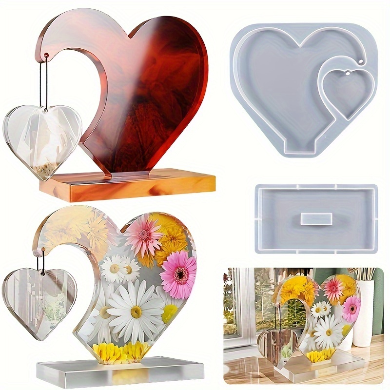 3D Heart Silicone Molds for Epoxy Resin Small Mirror Heart Shape Resin Mold