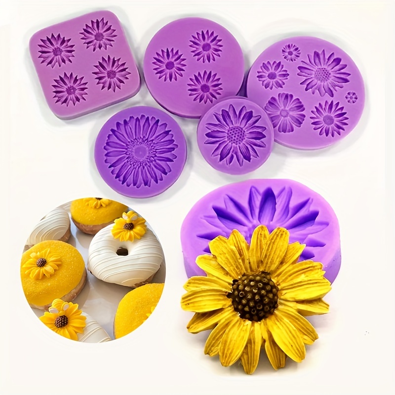 Flower Silicone Mould, 3Pcs 3D Daisy Rose Fondant Cake Moulds Candy  Chocolate Molds Baking Tools for Cupcake Cake Decorating Soap Making  Polymer Clay