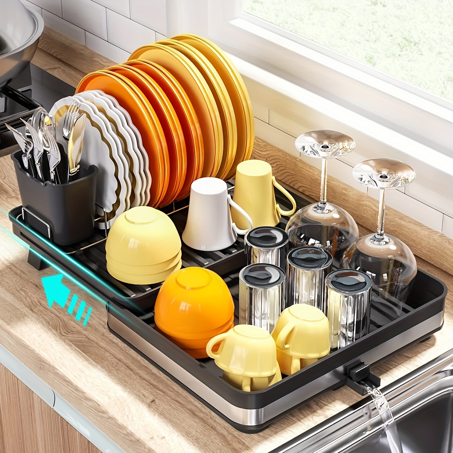Foldable DIY Dish Rack Portable Silicone Drying Rack Folding Bowl Tableware  Drainer Storage Holder Kitchen Accessories
