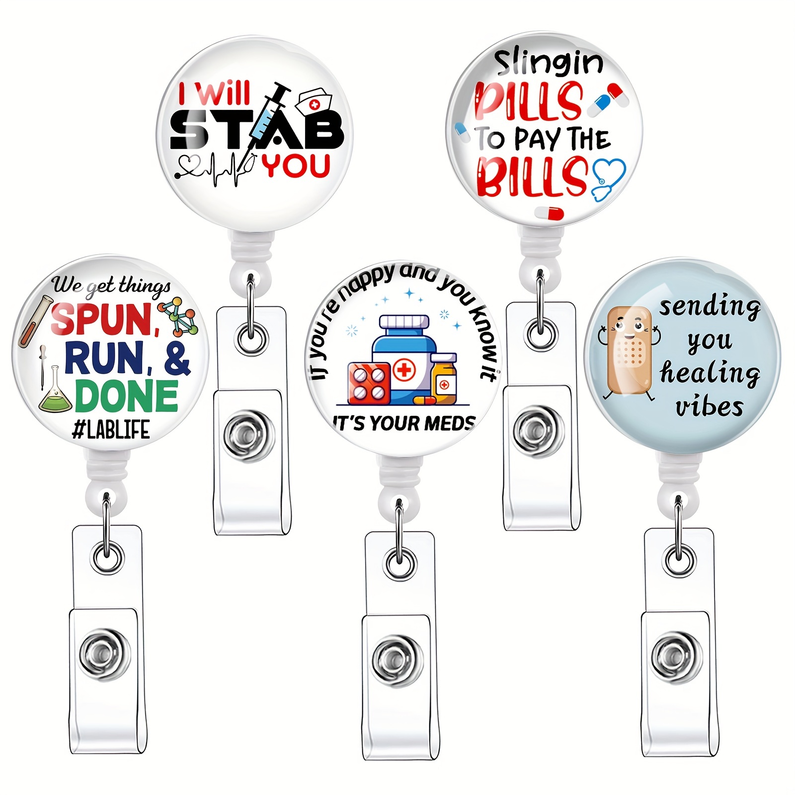 6 Pieces I Love Tiny Humans Retractable Badge Holder Reel Baby Button Nurse Badge Holder Retractable ID Badge Reel Holder with Clip ID Card Holders