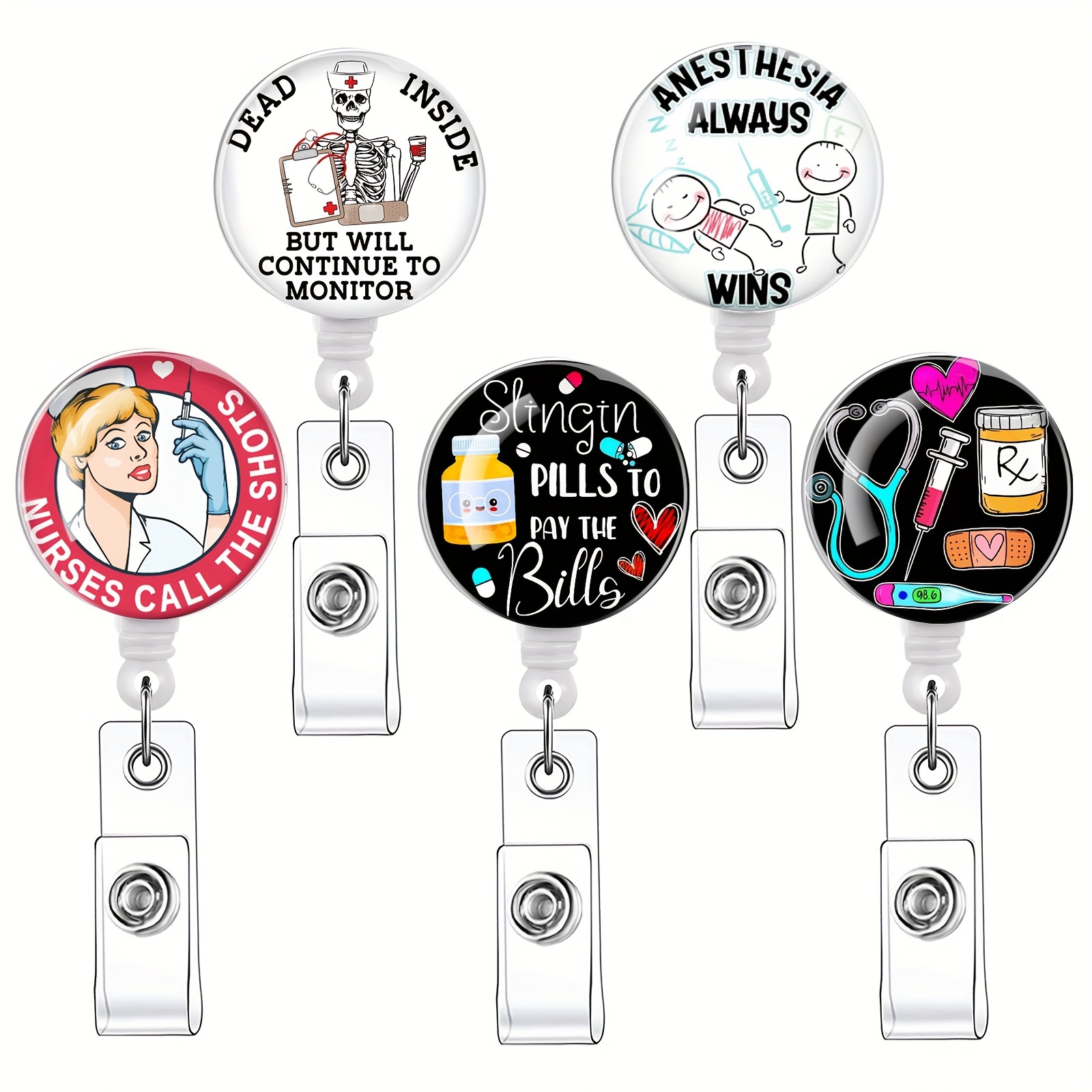 Buy Badge Reel, Pink Unicorn ID Holder, Cute Carabiner Nurse Badge