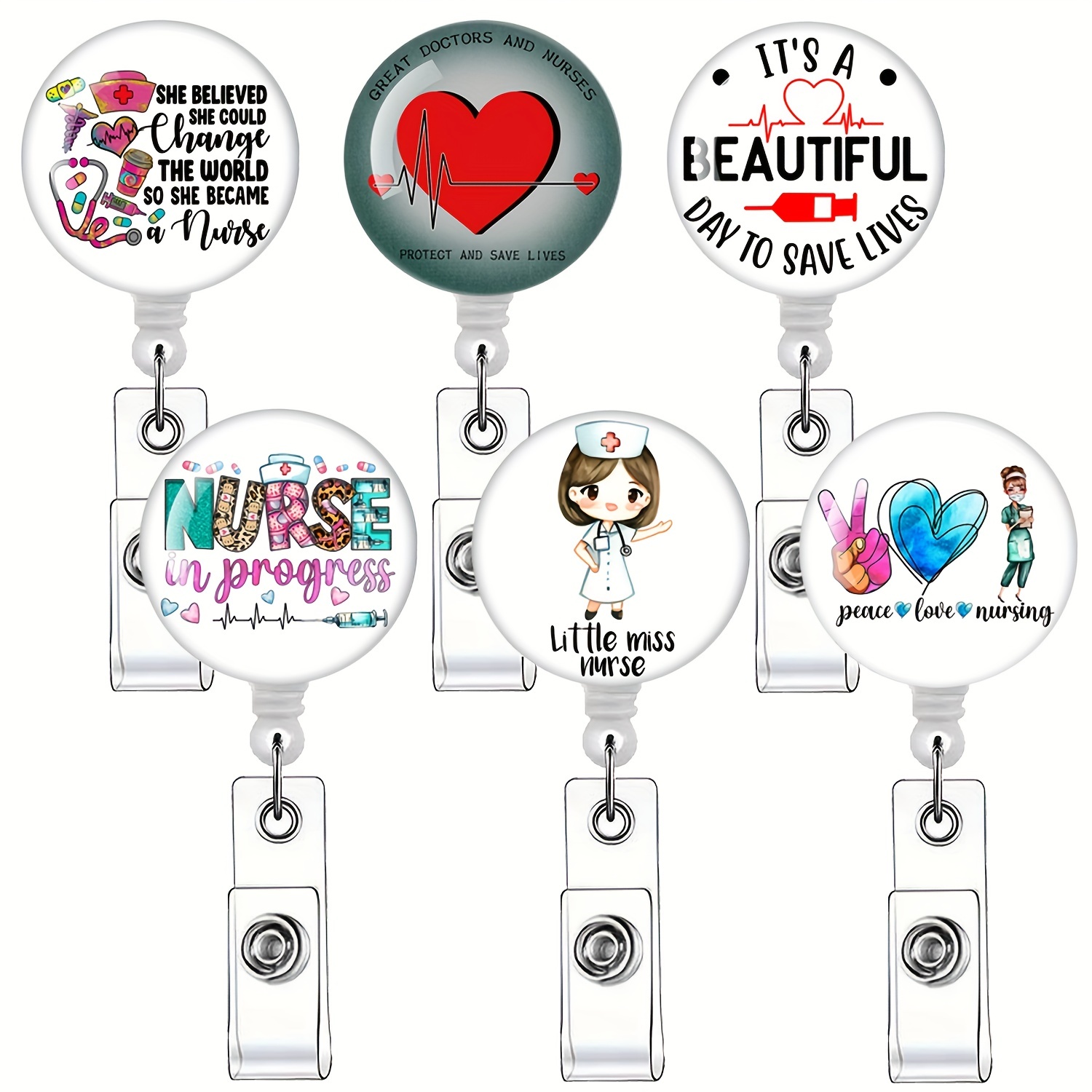  12 Pcs Felt Cute Badge Reels Nursing Name ID Badge Holders  Retractable ID Badge Clip Funny Cute Badge Holder with Clip for School  Nurse Doctor Teacher(Animal) : Office Products