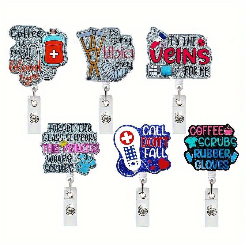 Badge Reels Holder Retractable with ID Clip for Nurse Name Tag Card Cute Funny Fun RN LPN CNA Nursing Doctor Teacher Student Medical Work Office