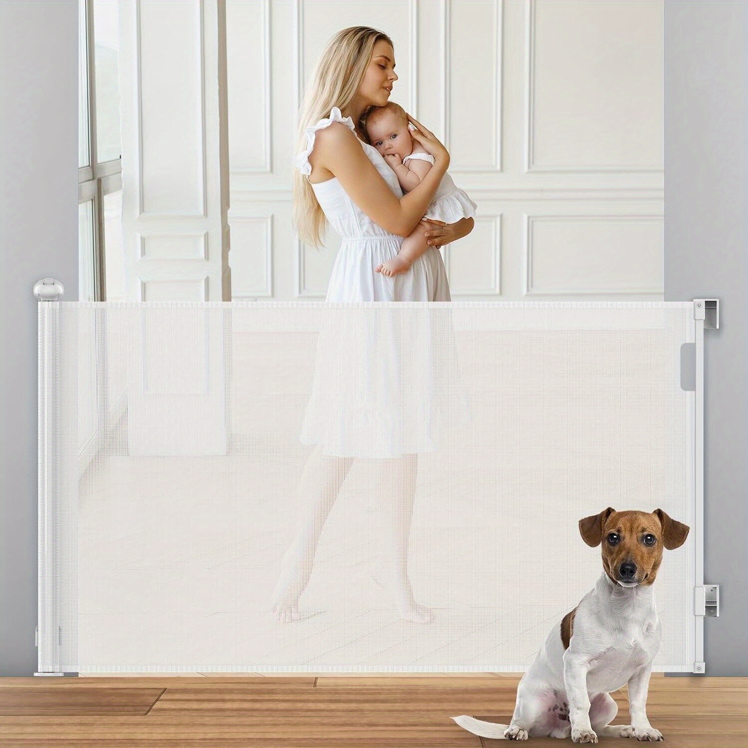 Puerta para perros para escaleras Puertas para mascotas para la casa:  Puerta de malla para perros para puertas, escaleras, seguridad interior de  29