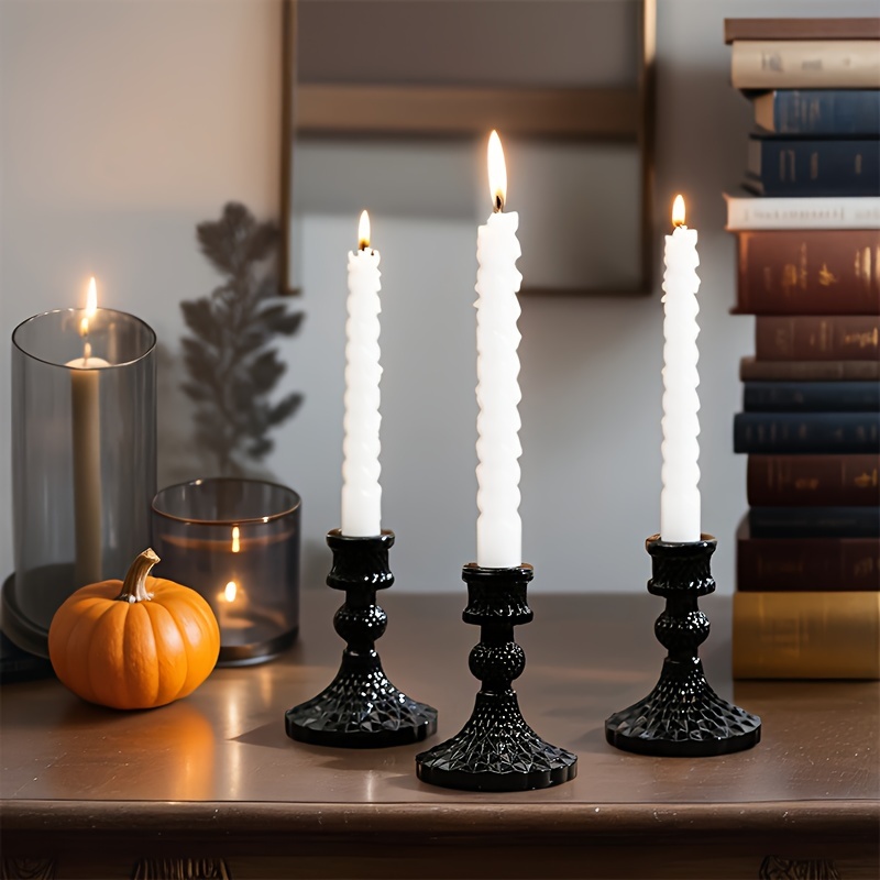 3pcs Matte Metal Pillar Candle Holders Black Metal Iron Candle