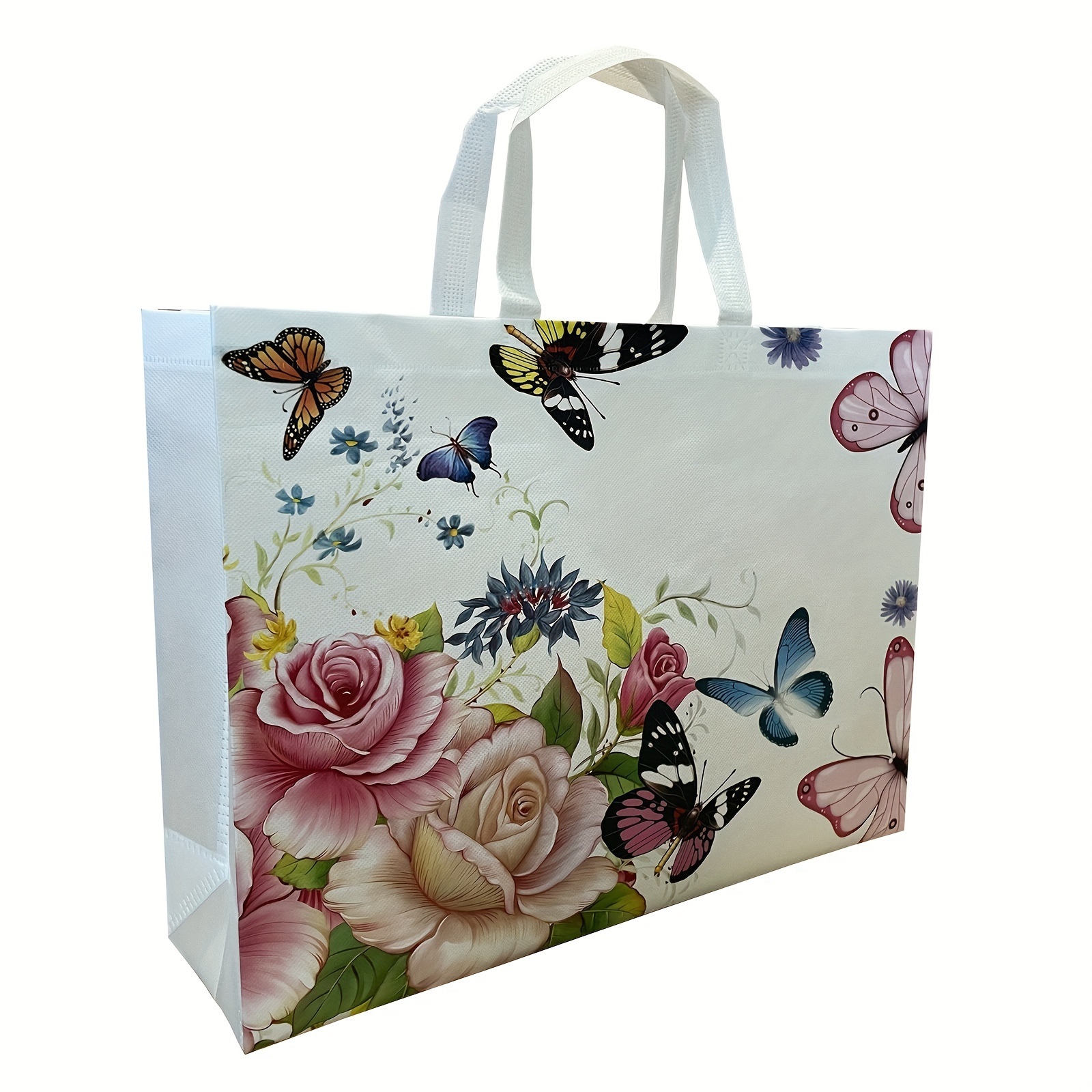 Pink Sunflower Butterfly Tote Bag Floral Tote Bag Plant 