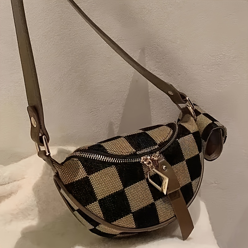 Checkered Saddle Bag With Coin Purse