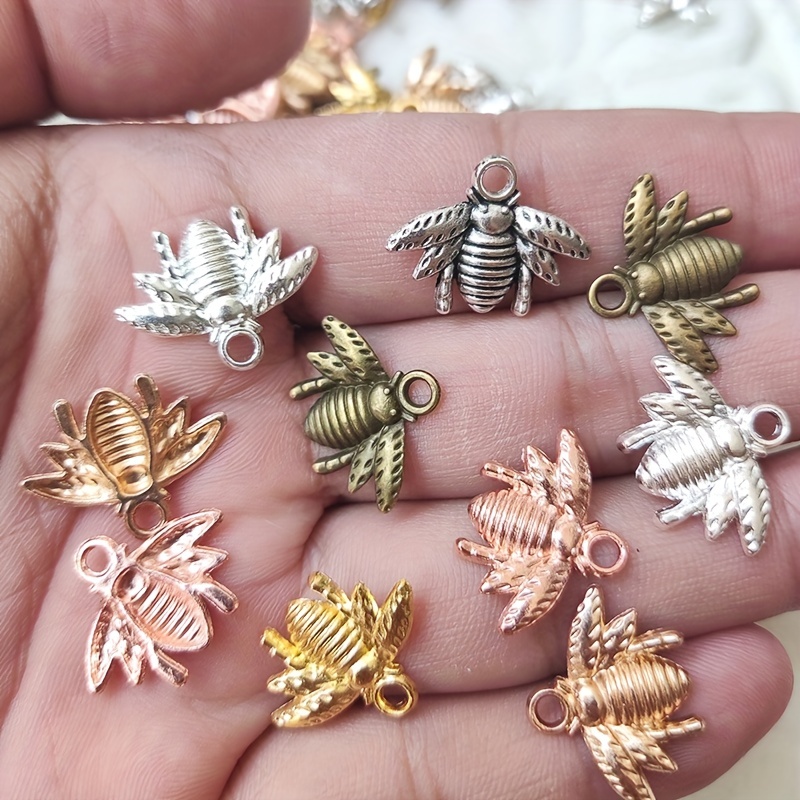 20pcs Ancient Silver Color Small Bee Charm Pendant, Bracelet Necklace Pendant, DIY Jewelry, Jewels Making Accessories 11x14mm,Temu