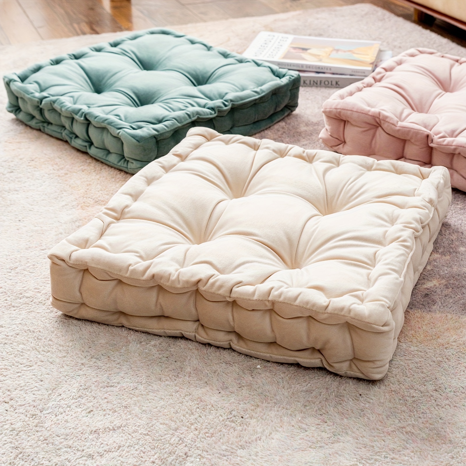 Soft Square Floor Pillow Cushion: Large, Fluffy Velvet Seating Option
