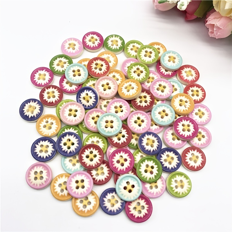 20pcs Flatback Resin Flower Buttons 20mm Stone Flowers Button Scrapbook  Crafts S