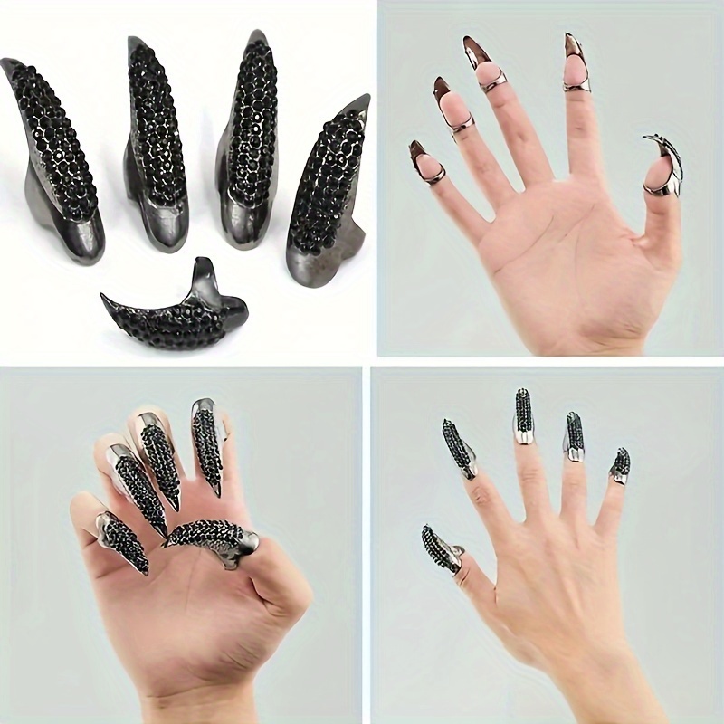 20 Packs halloween Finger Nail Claw Rings Ancient Queen Fingernail Claw  Metal Finger Knuckle Claw for Halloween Women Cosplay Costume Drama Dance  Show
