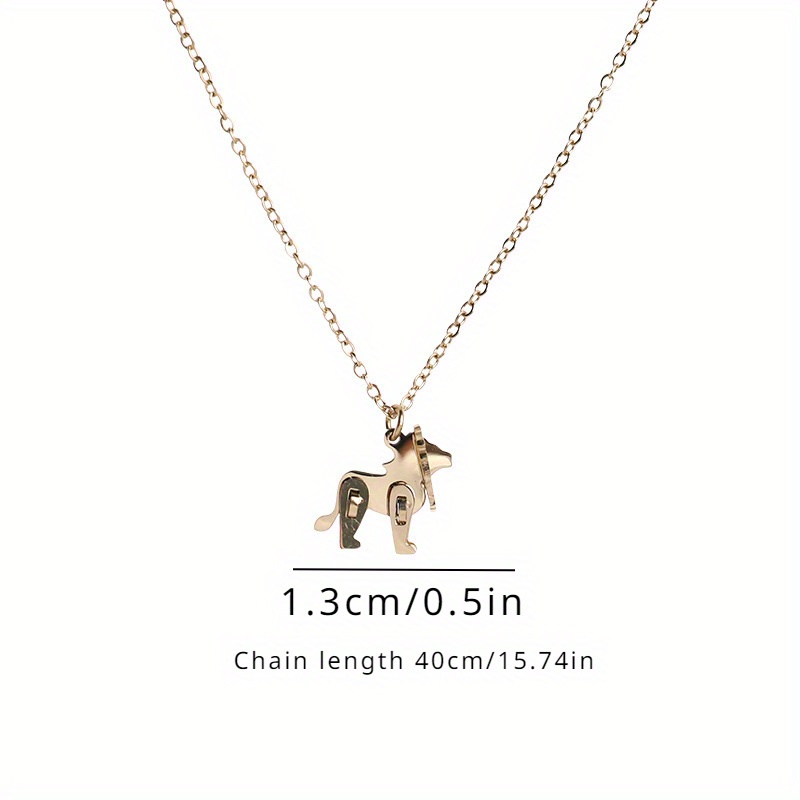 Trendy and Personalized Lion Gemstone Heart-Shaped Pendant Necklace, Cool Animal Necklace, The First Choice for Holiday Gifts, Fashionable Girl