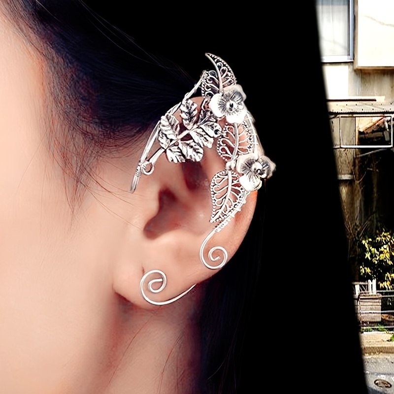 1pc New Arrival Vintage Hollow Out Flower & Leaf Design Ear Cuff Trendy  Earring