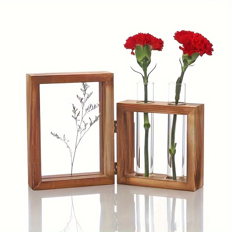 Family Piture Frame 4x6 Vertical Metal Tree Desk Photo Frames with Glass  Terrarium Vase Flower Plants (Tree)