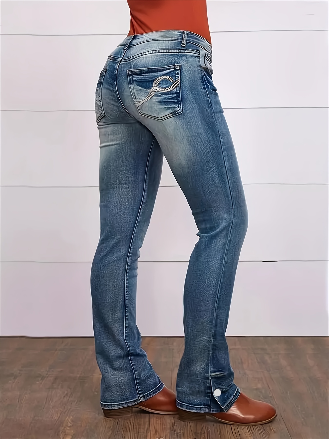 Plus Size Casual Jeans Women's Plus Camo Button High Waist - Temu