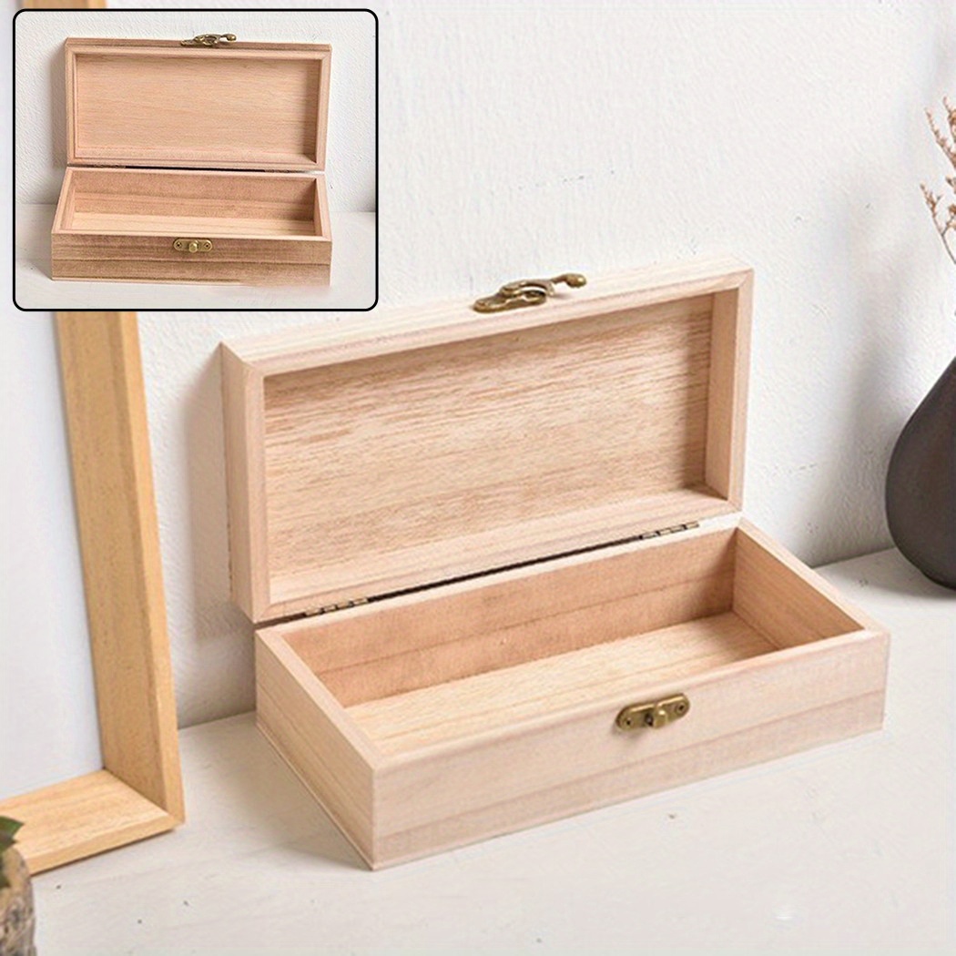 Small Wooden Box, 4.7x 3.54x2in Natural Pine Unpainted Wooden Box For  Crafts DIY Wooden Box With Hinge Cover, Used For Art, Hobbies, Jewelry  Boxes, A