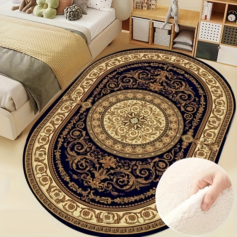 Luxury Oval Vintage Area Rug Non slip Soft Floral Carpet For - Temu