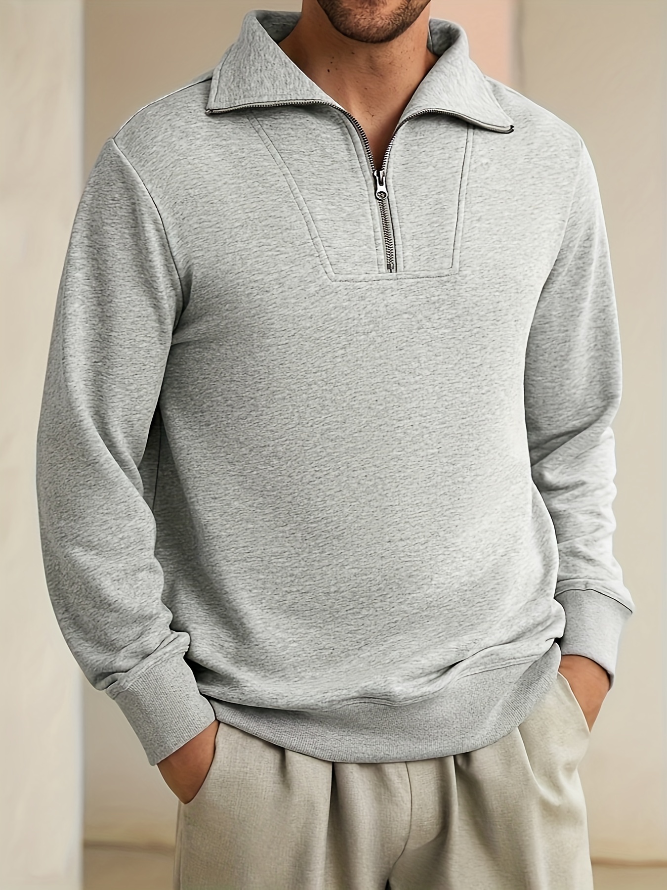 Mens grey discount quarter zip jumper