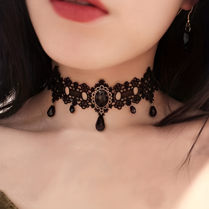 Sexy Stylish Black Choker Necklace Female Party Holiday - Temu