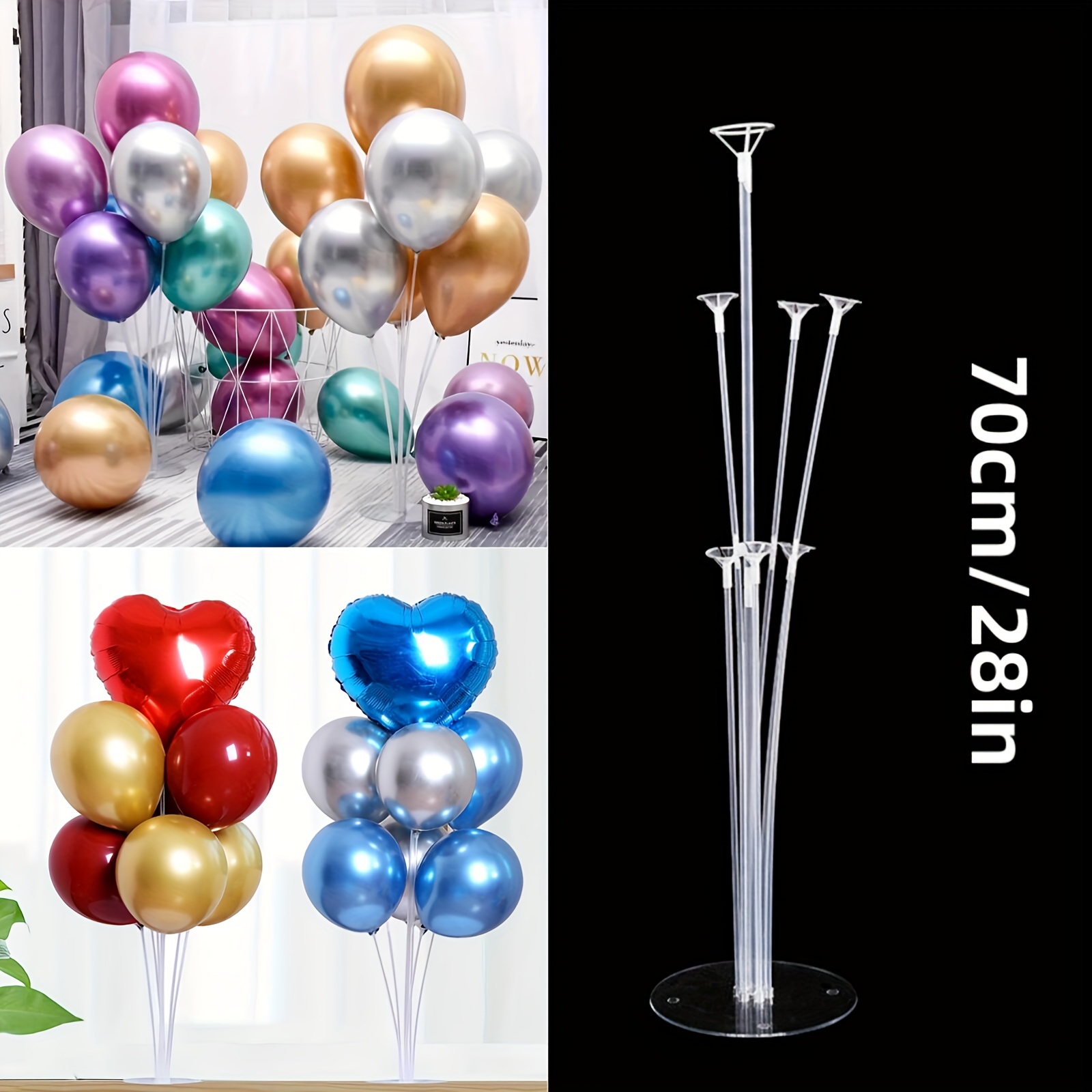 Balloon Stand Kit - Tinabless 2 Sets of Clear Table Desktop Balloon Holder  with 7 Balloon Sticks,7 Balloon Cups and 1 Balloon Base for Birthday 