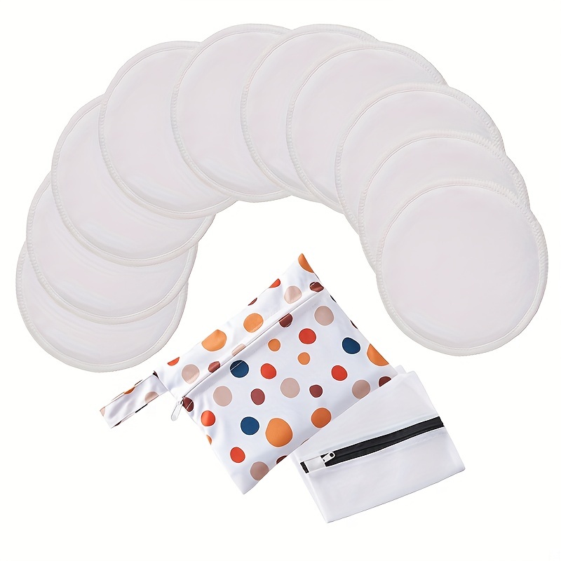 Organic Breast Pads 10pcs Reusable Nursing Pads Washable+ Wet Bag and  Laundry Bag - Breast Pads for Leaking Milk - Super Absorbent Nursing Pads