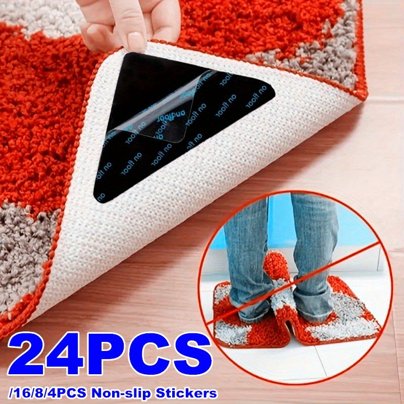 32pcs Carpet Grip Area Anti Curling Pads Keep Rug in Place & Corners Flat,  Outdoor Tape on Wood Flooring Stickers Renewable Anti Skid Mat Adhesive for  Hardwood 