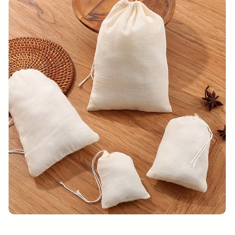 Bolsas de té para hojas sueltas de algodón, 25 piezas de 4 x 6 pulgadas,  bolsa de leche de nueces, paños de queso para colar, hojas sueltas