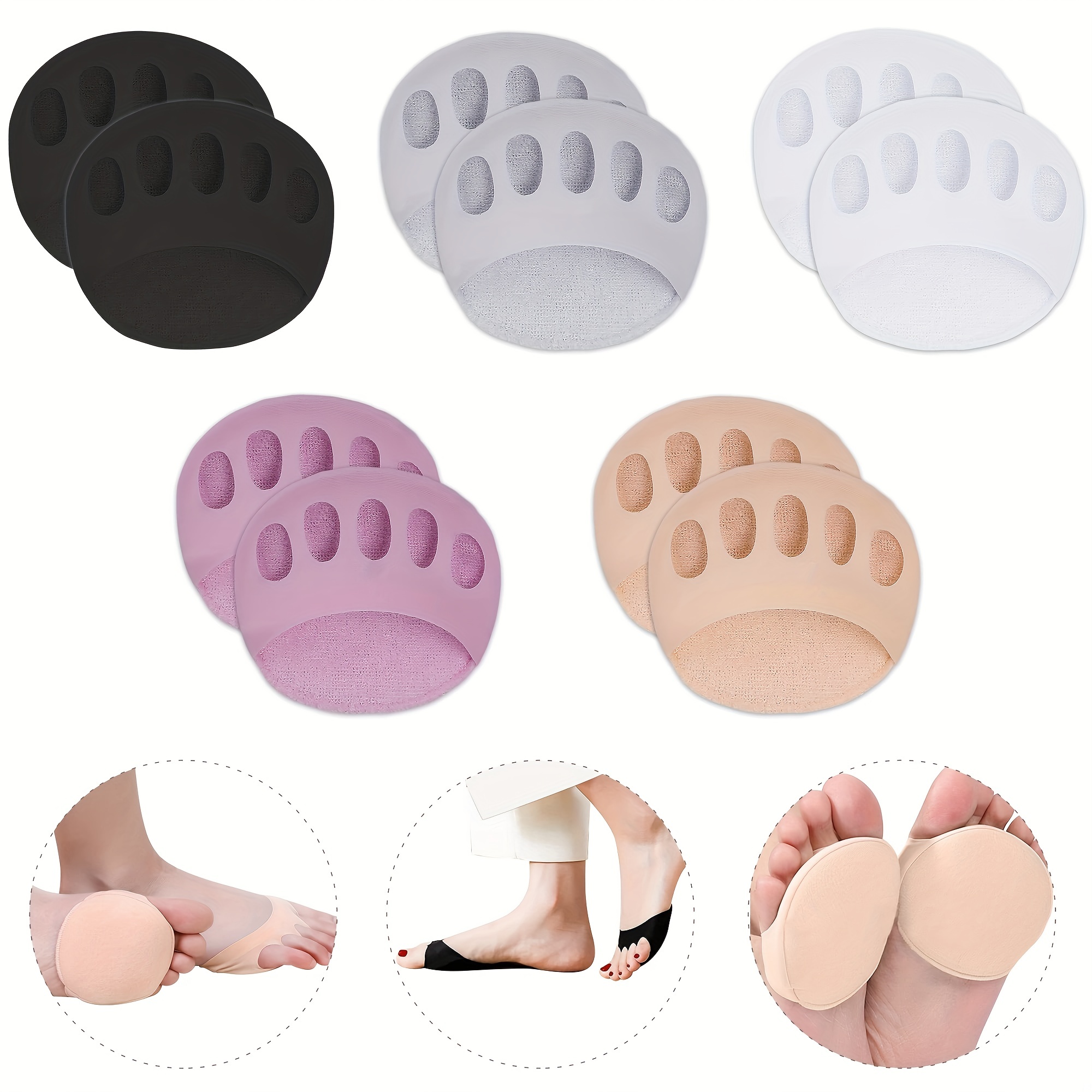 Five Finger Socks Forefoot Cushion Invisible Foot Socks - Temu