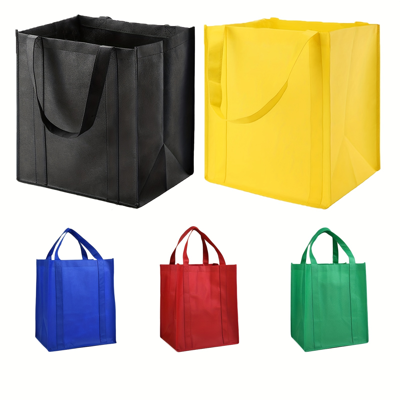 6 Pieces Extra Large Shopping Bag Reusable Grocery Bags with Handles  Colorful Woven Plastic Shopping Bag Waterproof Lightweight Tote Bags  Carrier Bag