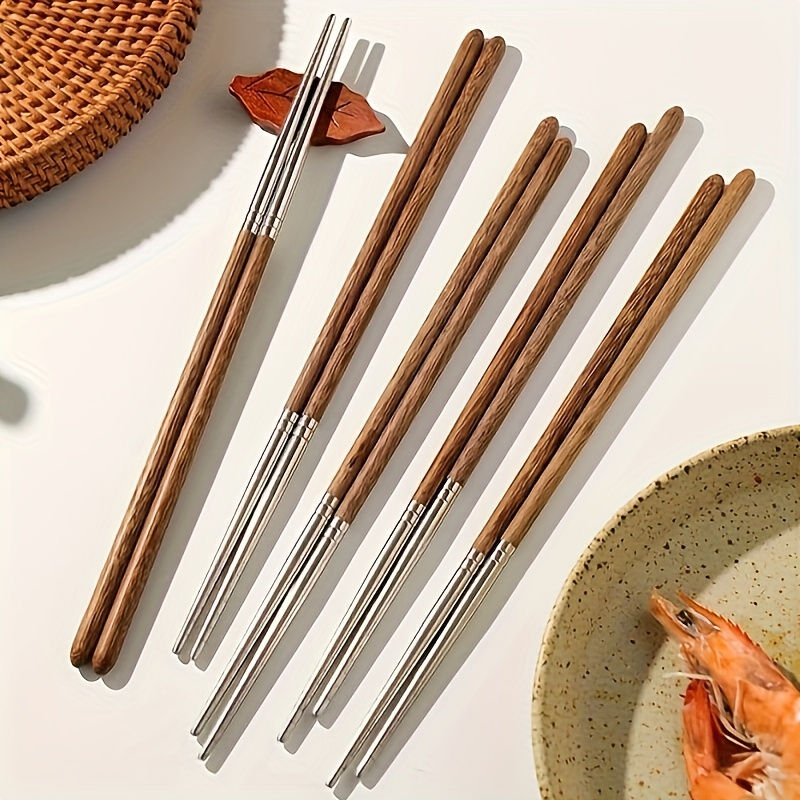 3/5 Sets Luxury Spoon Chopstick Set Stainless Steel Chopsticks Sushi  Durable Black Gold Dinnerware Korean Chopstick