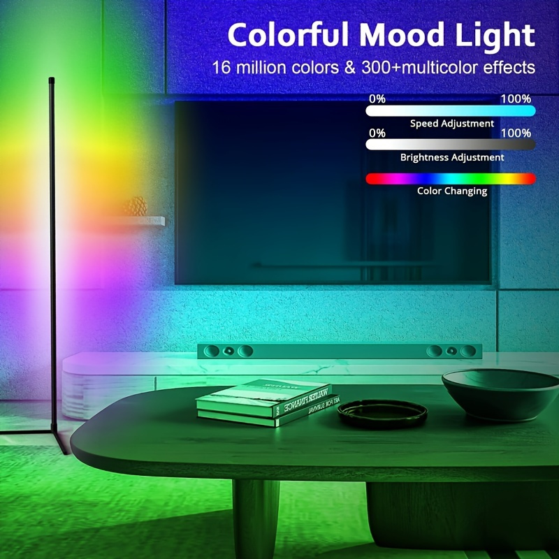 Rgb Corner Lamp 3 Level White Light Dimmable Led Table Lamp - Temu