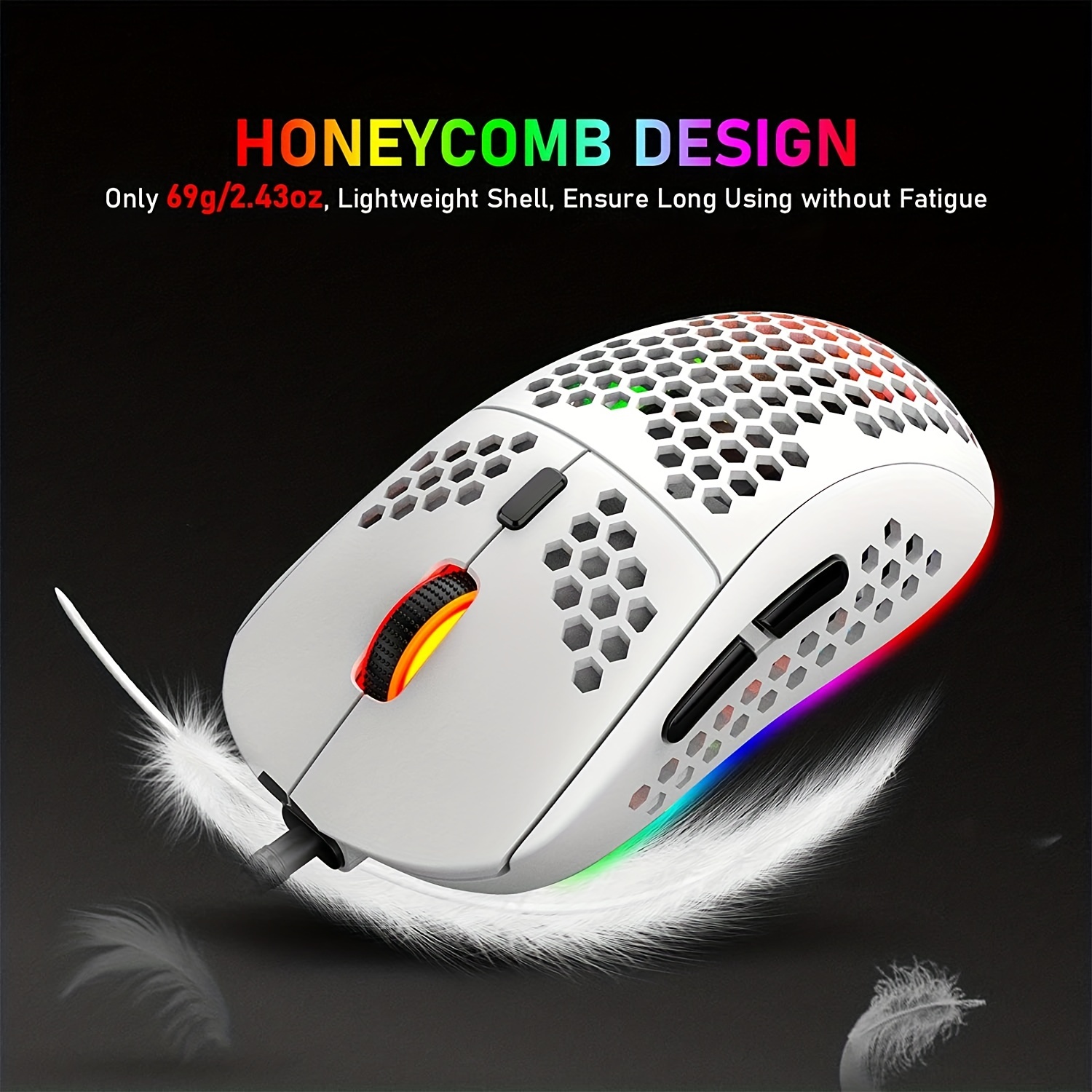 UK Lightweight Gaming Mouse RGB Backlit Wireless Rechargeable for PC Laptop  Mac