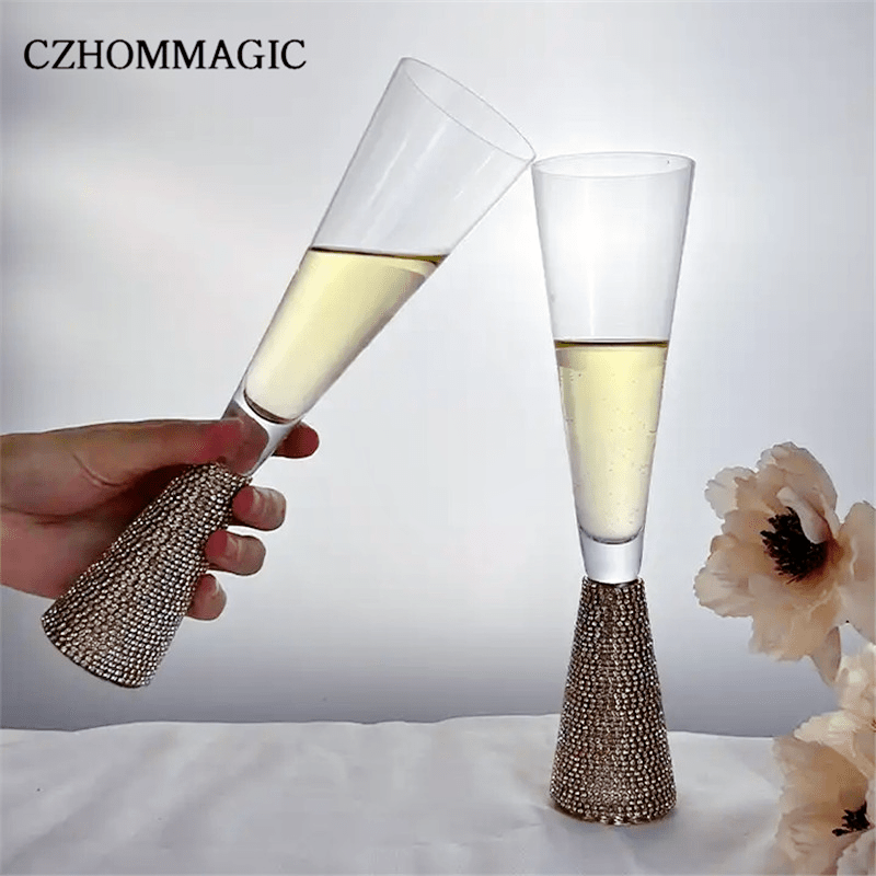 Crystal Champagne Flutes Wine Gift Set Square Wine Glasses With Stem  Cocktail-glass Lead Free Pearly Champagne Glasses - Glass - AliExpress