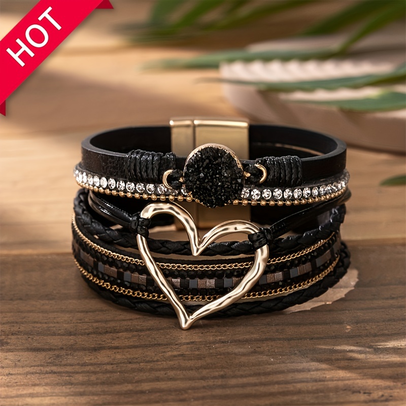 4 Unids/set Pulseras Dije Corazón Flor Loto Hoja Accesorios - Temu