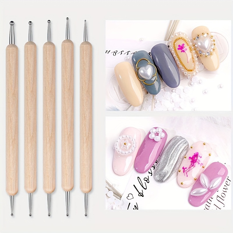 Dual Heads Wooden Dotting Pen Marbleizing Tool Nail Art Dot