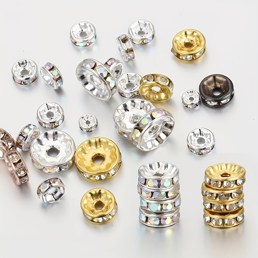Rondelle Spacer Beads for Jewelry Making, 600 Pieces Rhinestone Spacer  Beads Crystal Bead Spacers for Bracelets, Focal Beads for Pens(Silver and  Gold)