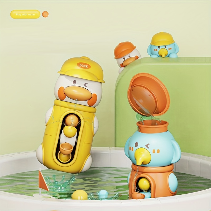  Juguetes de baño para niños pequeños de 1 a 3 años, juego  interactivo de juguete para bañera para bebé con rieles de pared, juguetes  de rueda de agua, juguetes para bañera
